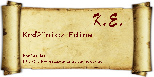 Kránicz Edina névjegykártya